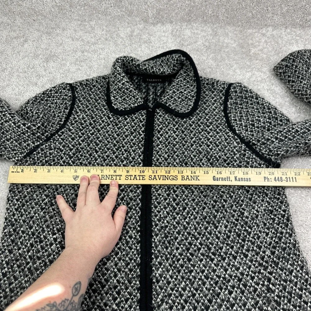 Talbots Wool Blend Coatigan‎ Stand Collar Coat Sweater Women's Large Gray Boho